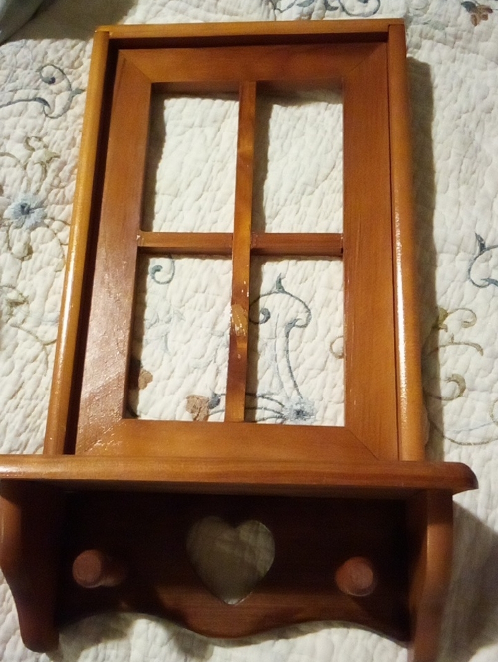 Wooden Heart Window Type Shelf 16 Inch